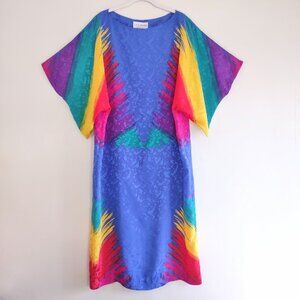 La Chemise USA Vintage Kaftan Dress Kimono Colorful Coverup Women Sz 12  Large